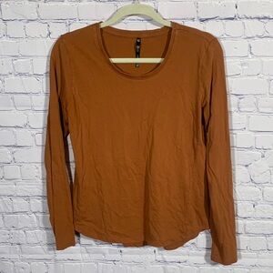Kuhl Women Organic Cotton Scoop Neck Long Sleeve Top Brown Size M Casual Outdoor